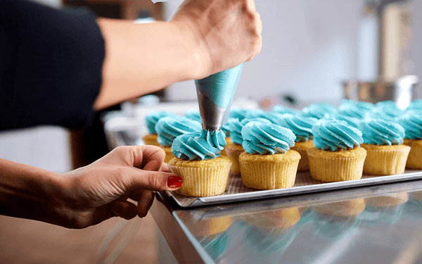mini cupcakes with blue icing