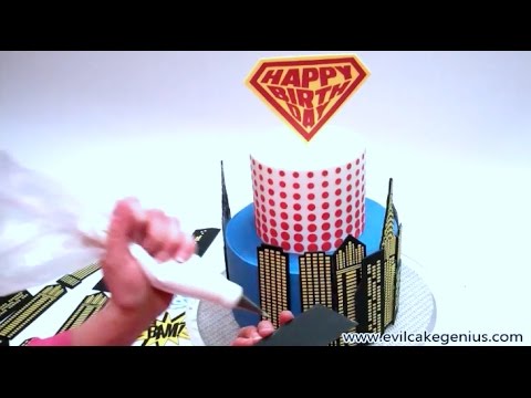 Evil Cake Genius Super Birthday Shield & Comic Elements Mesh Cake Stencil Set