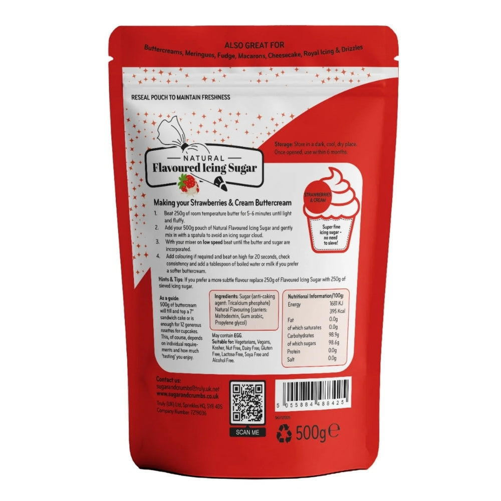 Sugar & Crumbs Strawberries & Cream - Natural Flavoured Icing Sugar 500g