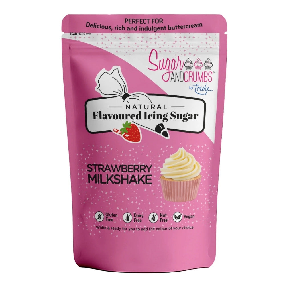 Sugar & Crumbs Strawberry Milkshake - Natural Flavoured Icing Sugar 500g