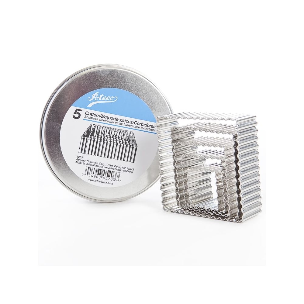 Ateco Fluted Square Cutters - 5 Piece Set