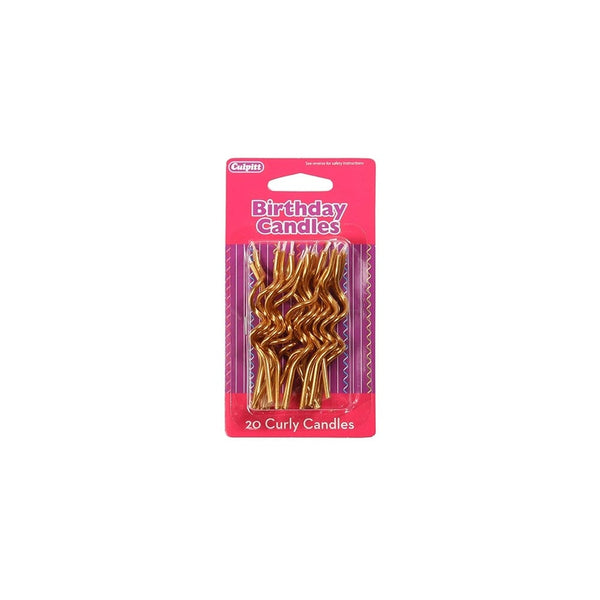 Culpitt Gold Metallic Curly Candles x 20