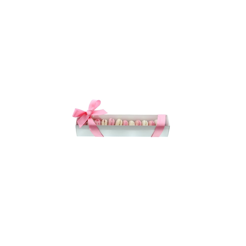 Simply Making Luxury Satin White Rectangle Macaron Box With Clear Sleeve Holds 12