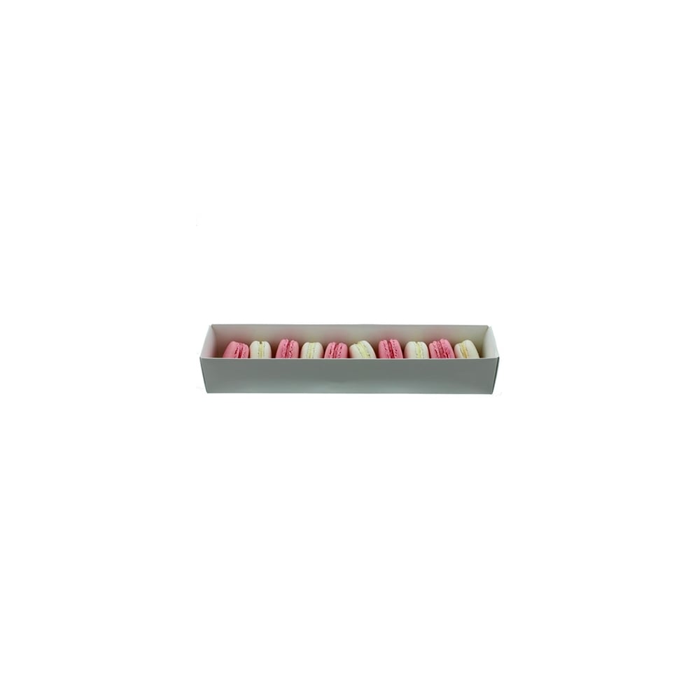 Simply Making Luxury Satin White Rectangle Macaron Box With Clear Sleeve Holds 12