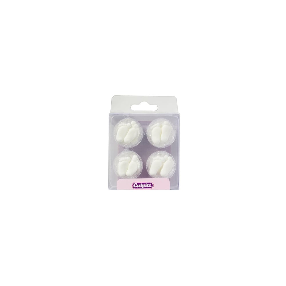 Culpitt White Baby Feet Edible Royal Icing Toppers x 12