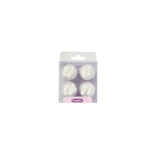 Culpitt White Baby Feet Edible Royal Icing Toppers x 12