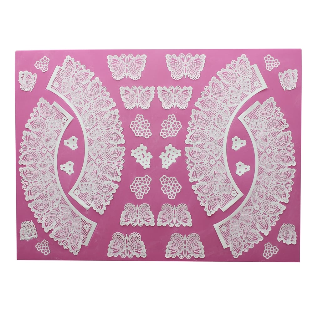 Cake Lace Butterflies - 3D Large Lace Cupcake Wrapper Mat