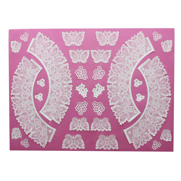 Cake Lace Butterflies - 3D Large Lace Cupcake Wrapper Mat