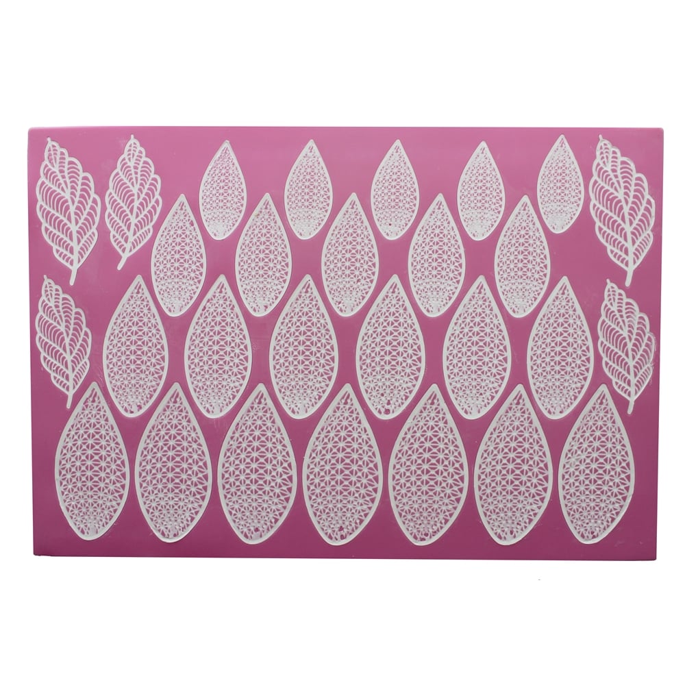 Cake Lace Fantasy Flower Petals And Leaves - 3D Large Lace Mat