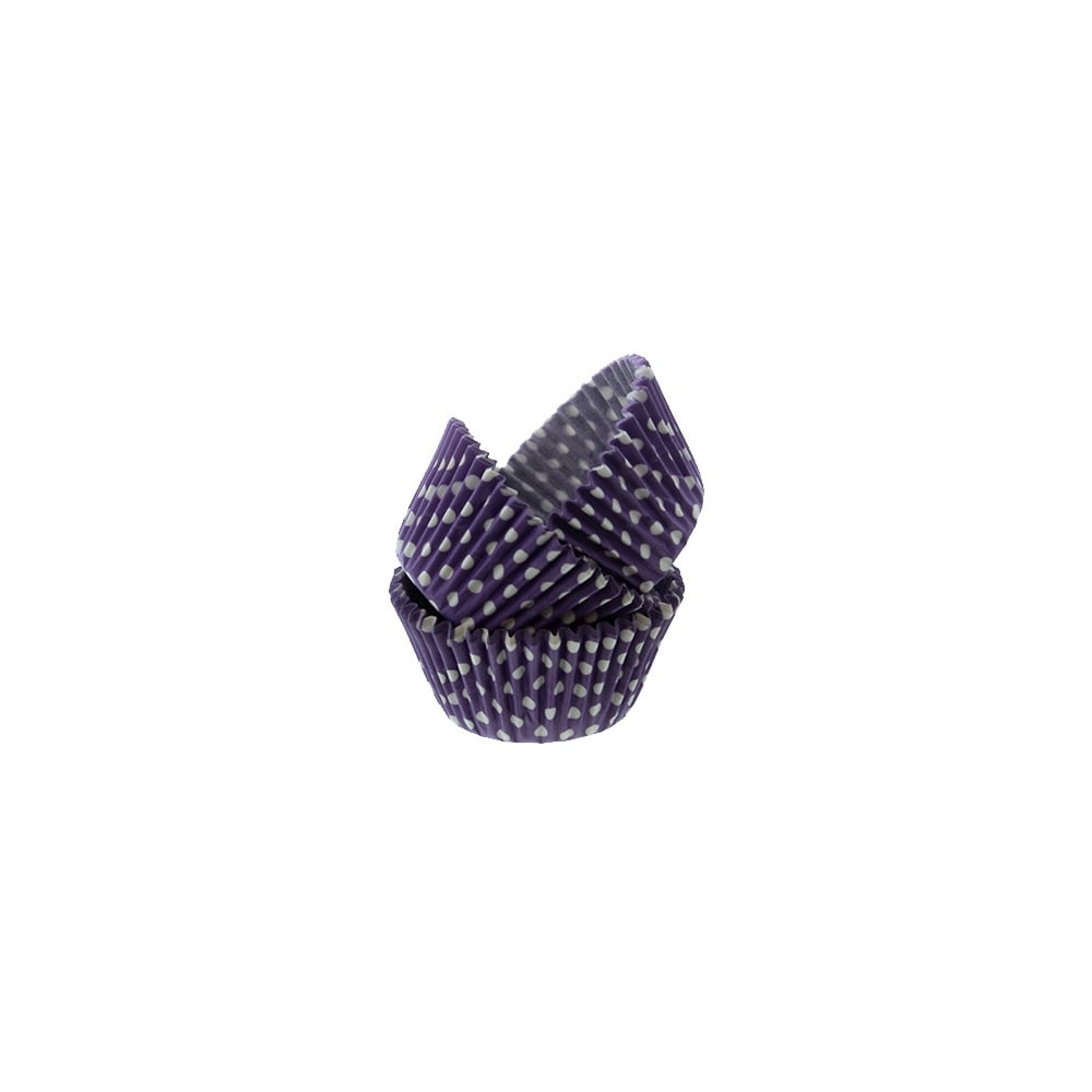 Cake Lace Purple Spotty Baking Cases x 50