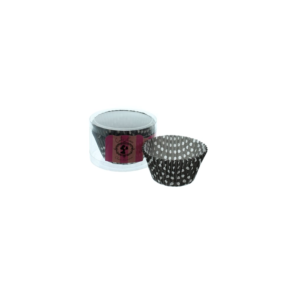 Cake Lace Black Spotty Baking Cases x 50