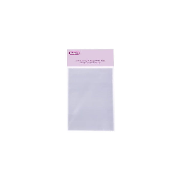 Culpitt 50 Clear Gift Bags With Ties