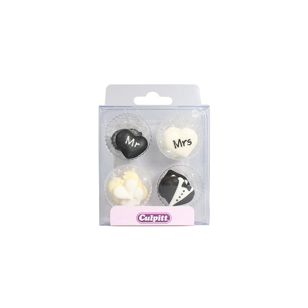 Culpitt Mr. And Mrs. Love Heart Edible Sugar Decorations