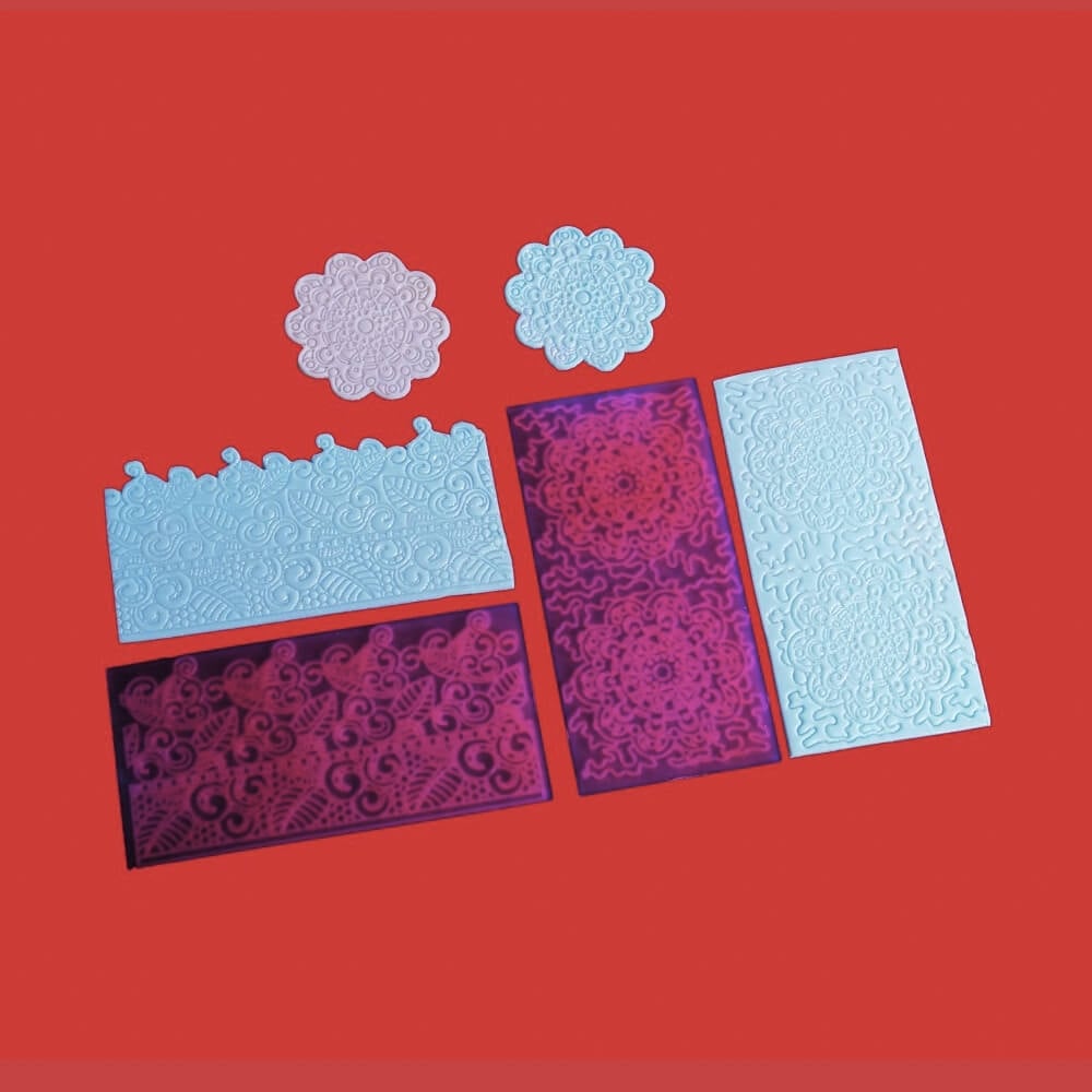 FMM Filigree Lace And Lace Motif Impression Mat Set 4