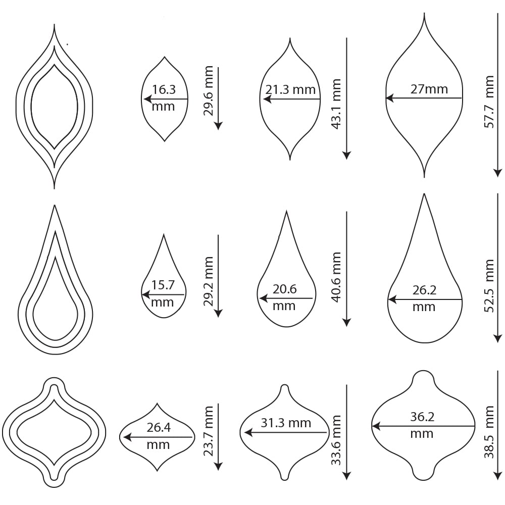 Unknown/Discontinued Teardrop Element Cutter Set Of 9