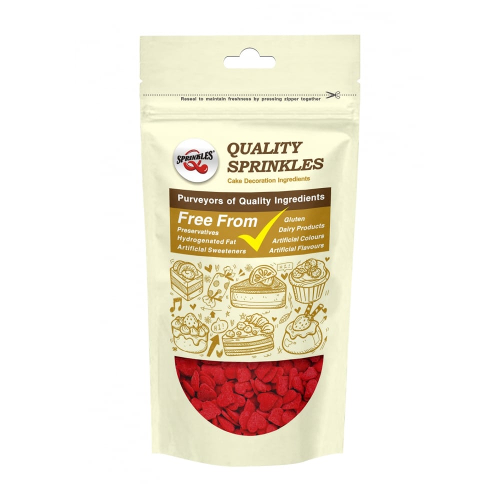 Quality Sprinkles Red Heart Confetti Sprinkles 65g