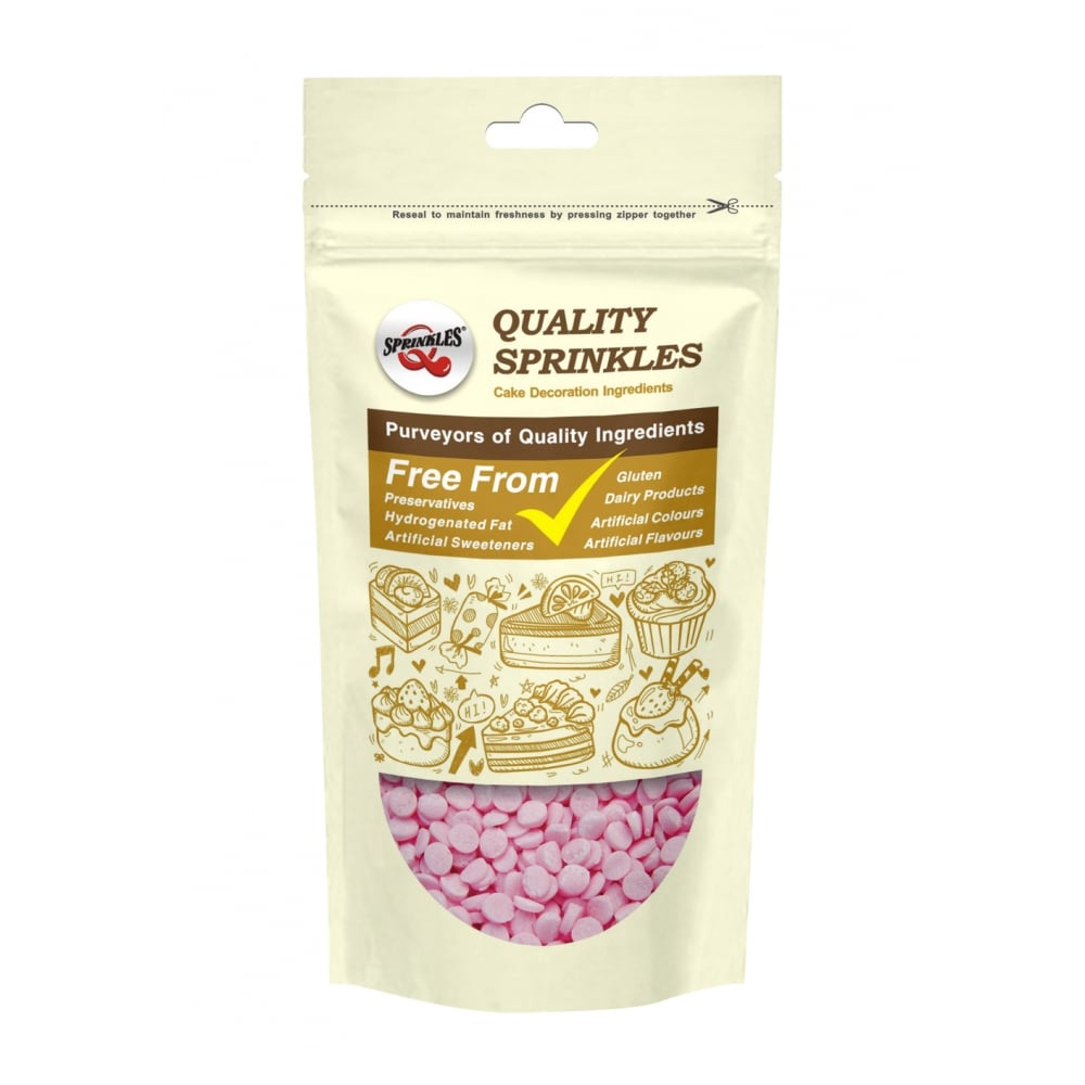 Quality Sprinkles Bright Pink Confetti Sequin Sprinkles 65g
