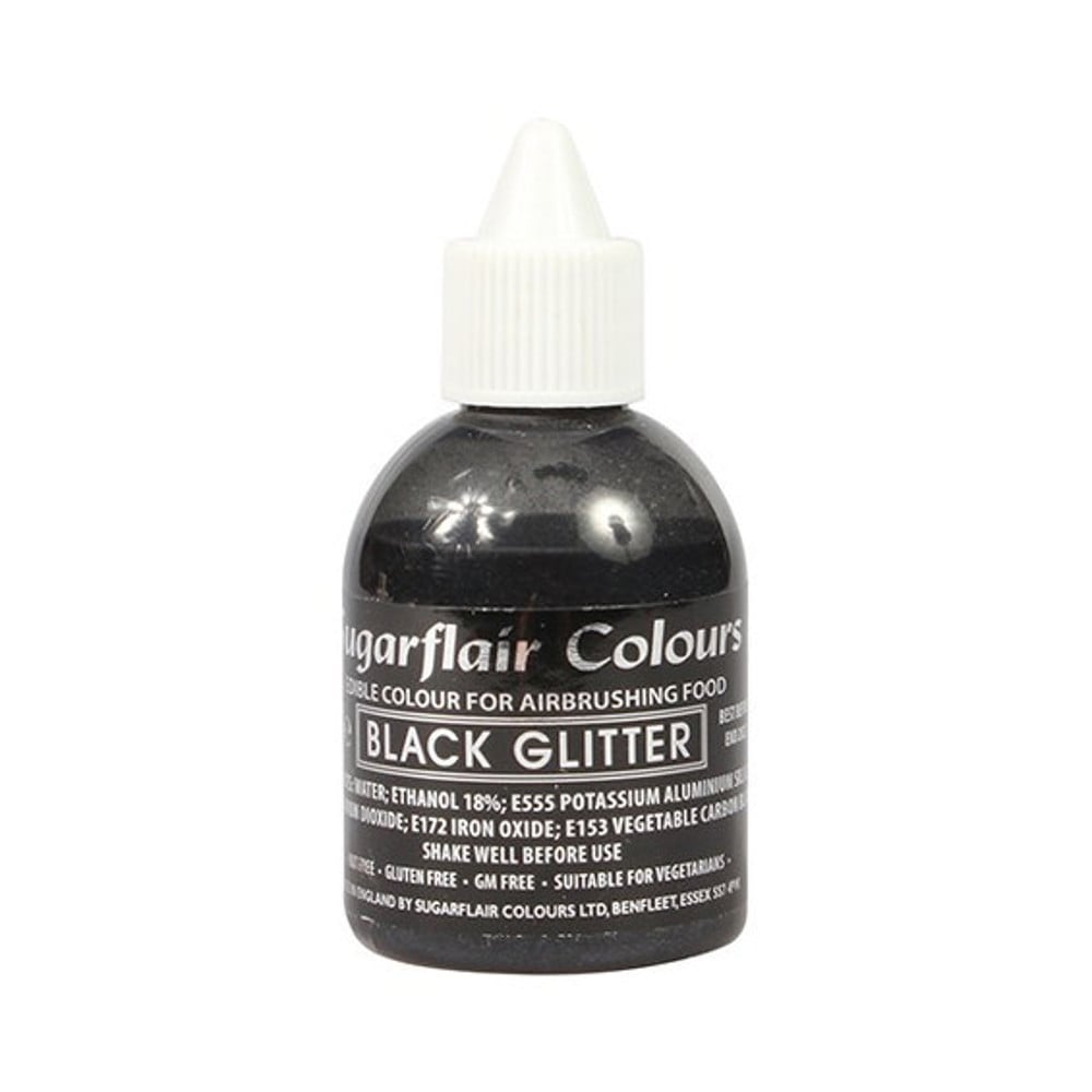Sugarflair Black Glitter - Airbrush Colour 60ml