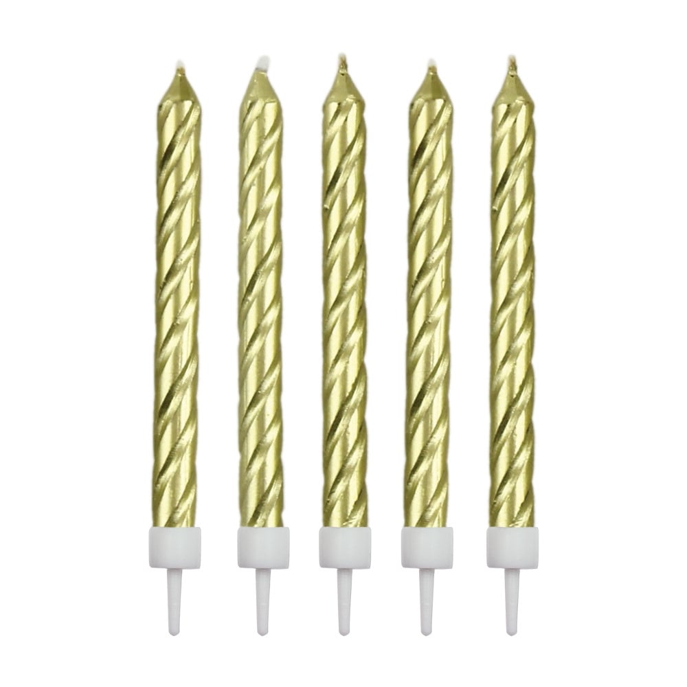 PME Gold Happy Birthday Candles With Plaque Set