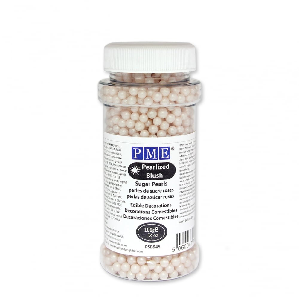 PME Pearlised Blush - 4mm Sugar Pearls 100g