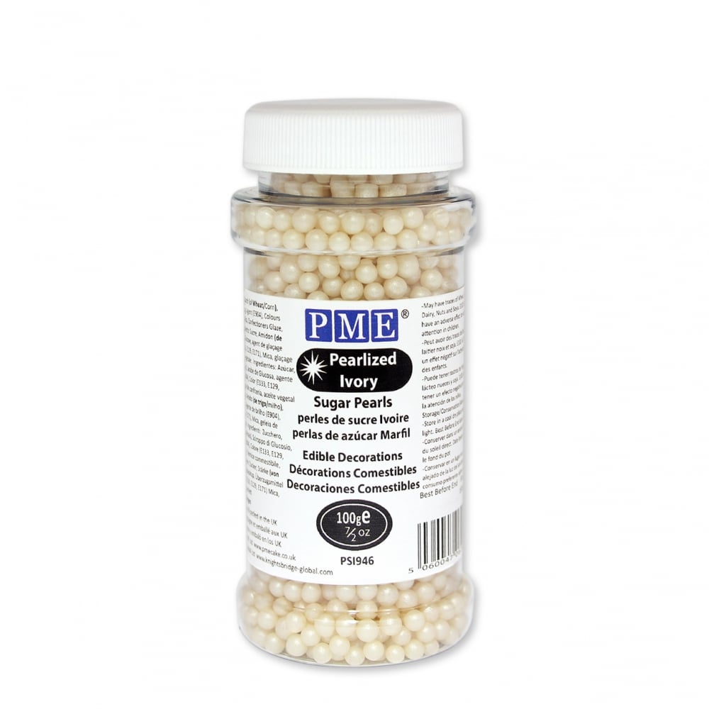 PME Ivory - 4mm Pearlised Sugar Pearls 100g