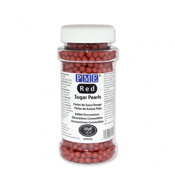 PME Red - 4mm Sugar Pearls 100g