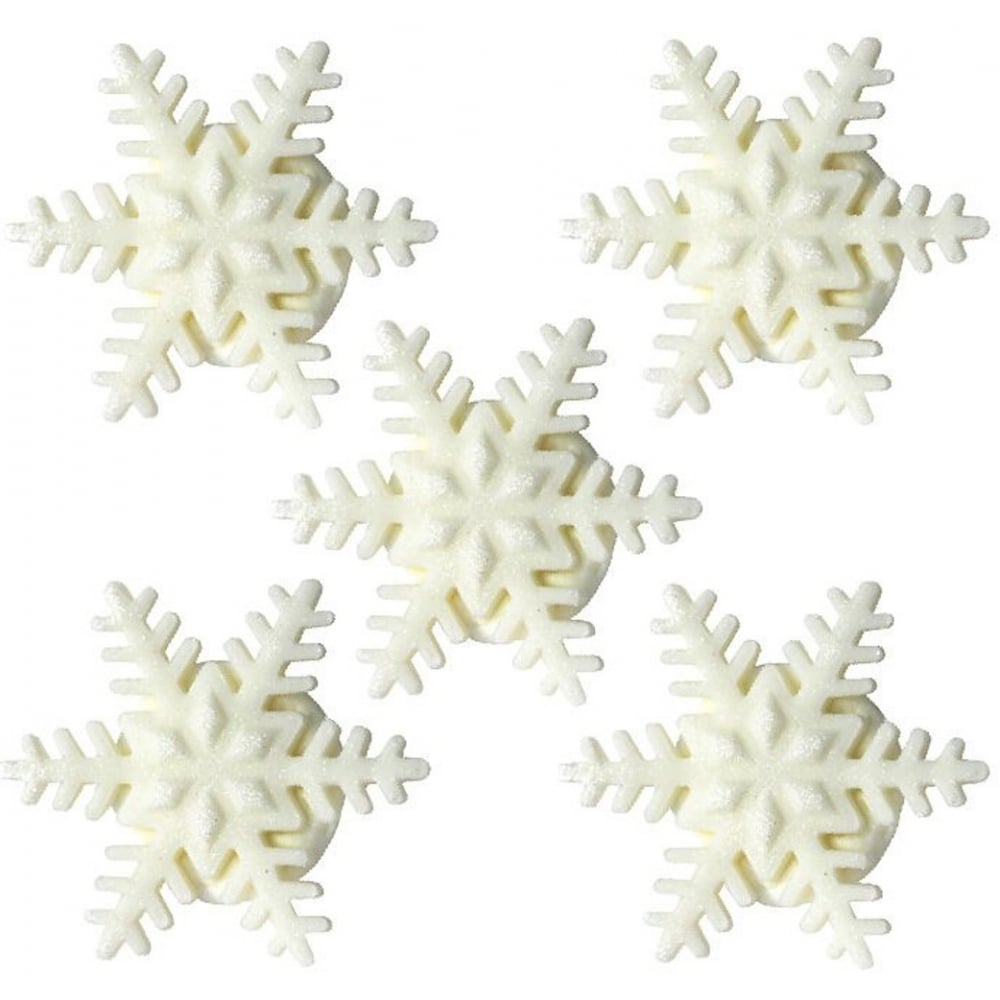 Anniversary House White Matt Snowflake Sugar Toppers x 5