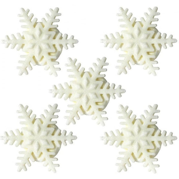 Anniversary House White Matt Snowflake Sugar Toppers x 5