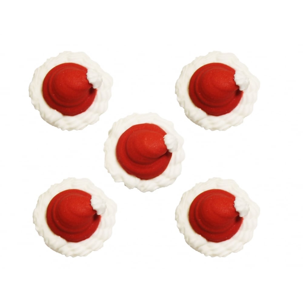 Anniversary House Santa Hat Sugar Toppers x 5