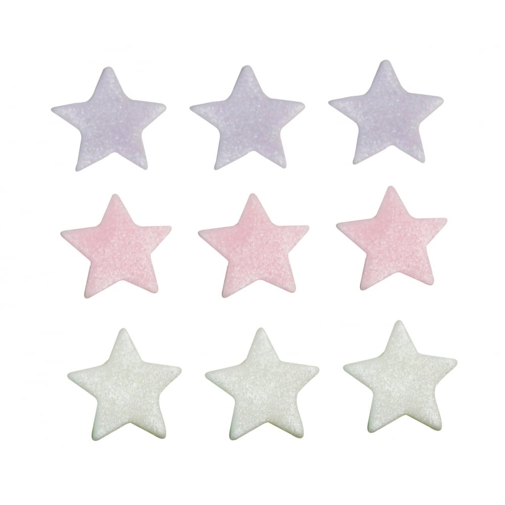 Anniversary House Lilac, Pink And White Matt Star Sugar Toppers x 9