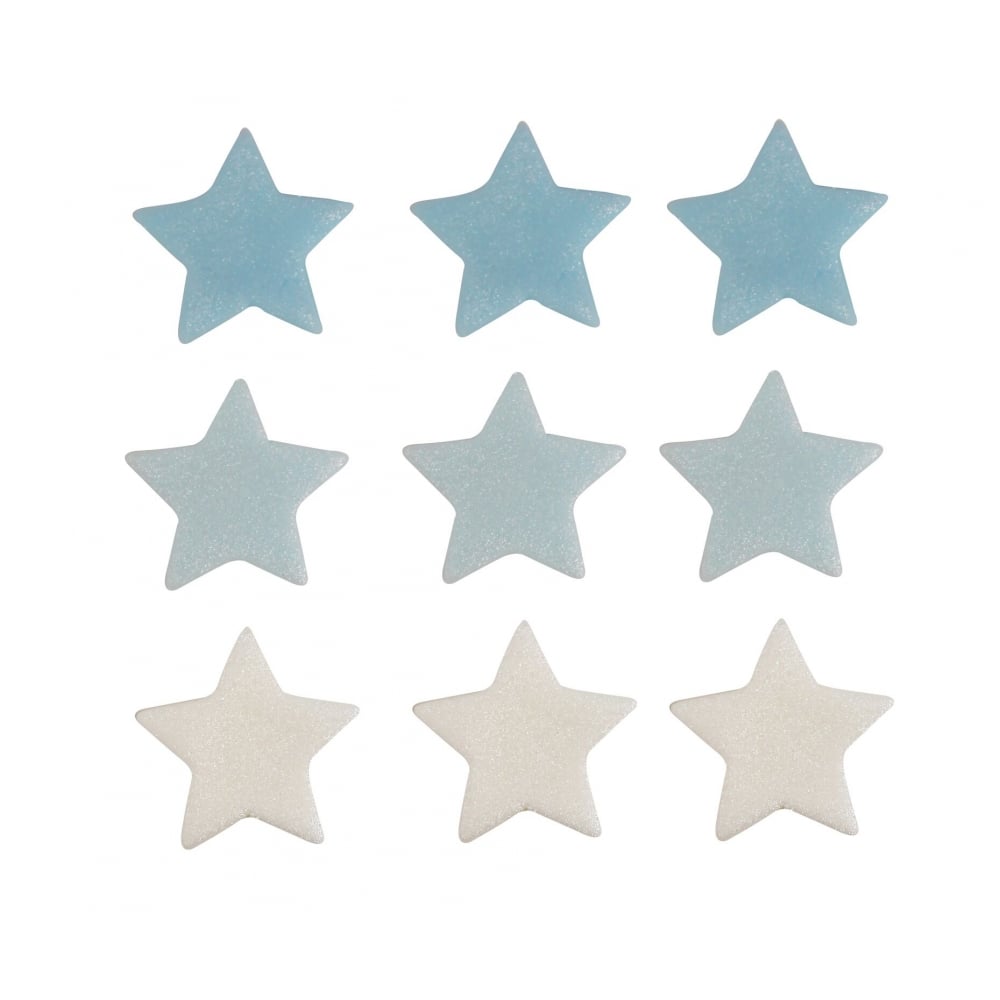 Anniversary House Blue And White Shimmer Star Sugar Toppers x 9