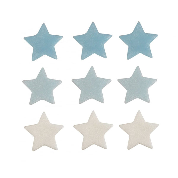 Anniversary House Blue And White Shimmer Star Sugar Toppers x 9