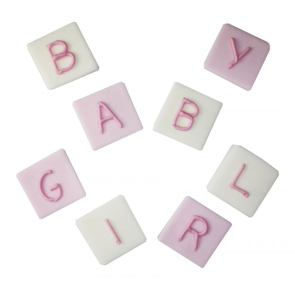 Anniversary House Baby Girl Block Sugar Toppers x 8