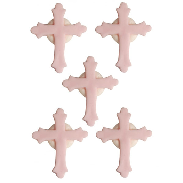 Anniversary House Pink - Cross Sugar Toppers x 5