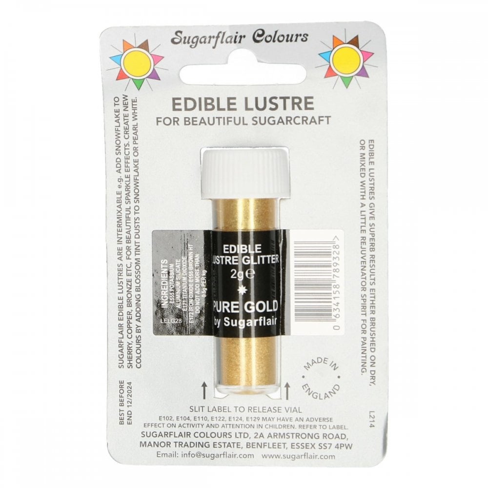Sugarflair Pure Gold - Edible Lustre Glitter 2g