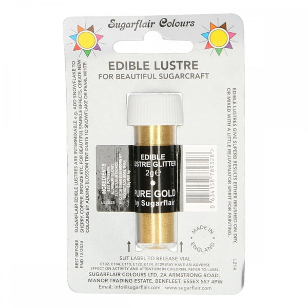 Sugarflair Pure Gold - Edible Lustre Glitter 2g