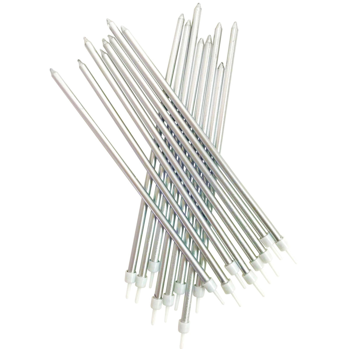 Anniversary House Extra Tall Metallic Candles x 16 - Silver