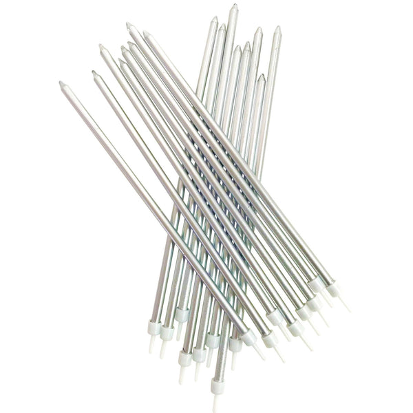 Anniversary House Extra Tall Metallic Candles x 16 - Silver