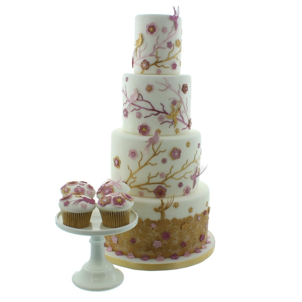 Cake Lace Oriental Blossom & Birds - 3D Large Lace Mat