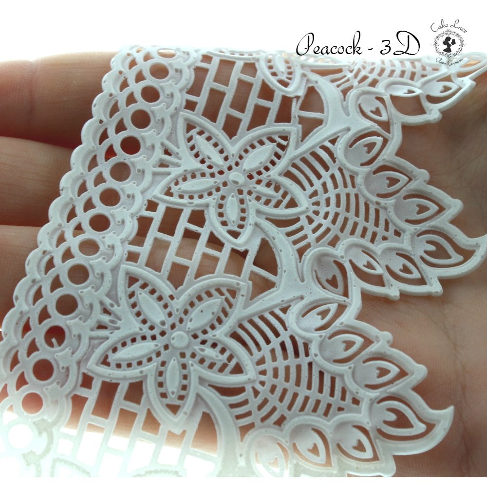 Cake Lace Peacock - 3D Lace Strip Mat