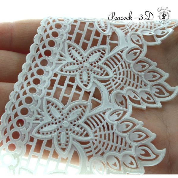 Cake Lace Peacock - 3D Lace Strip Mat