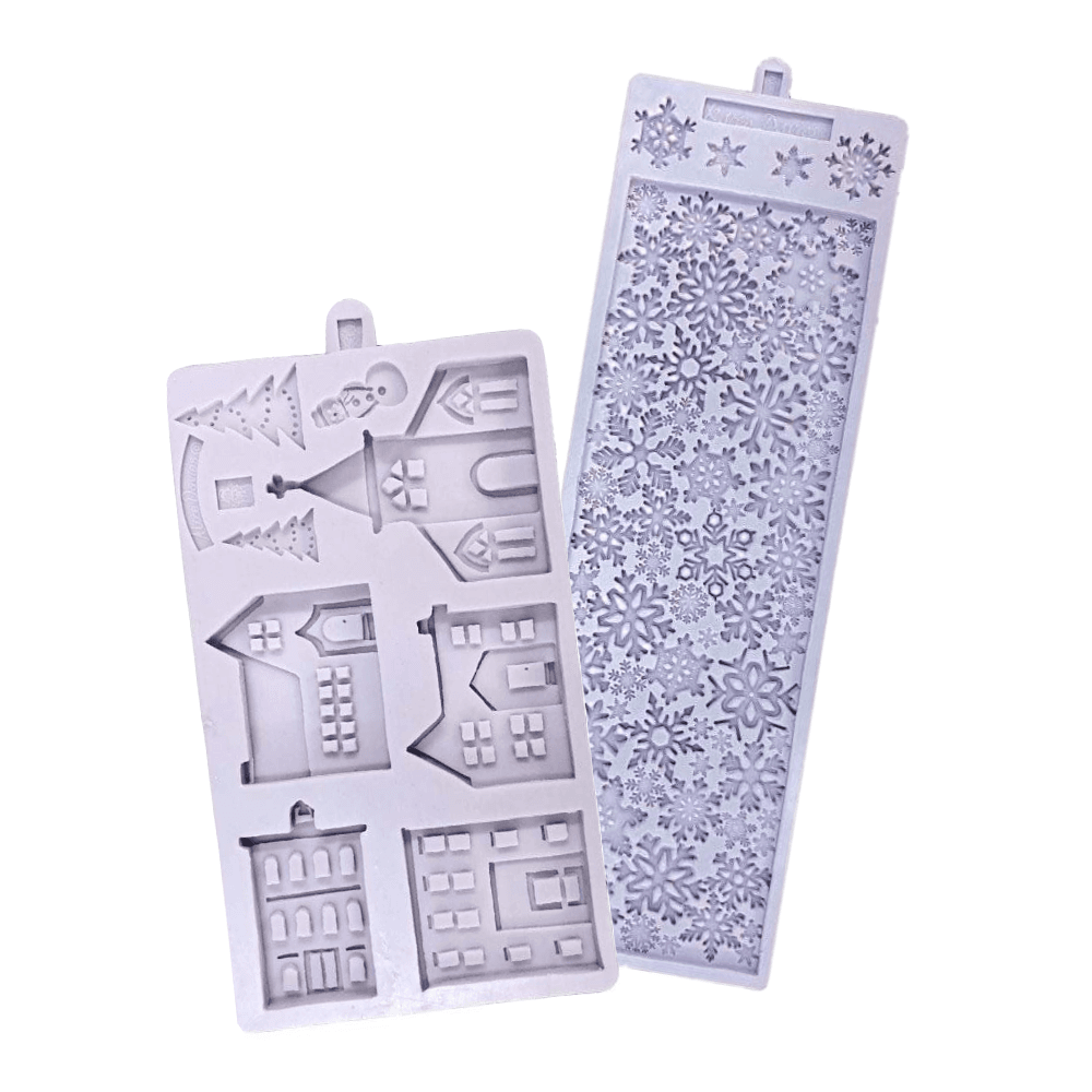Karen Davies Winter Village & Sugar Snowflakes Moulds - Set of 2