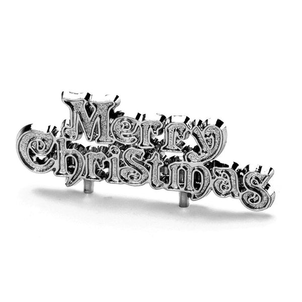 Anniversary House Merry Christmas Motto Cupcake Toppers - Silver