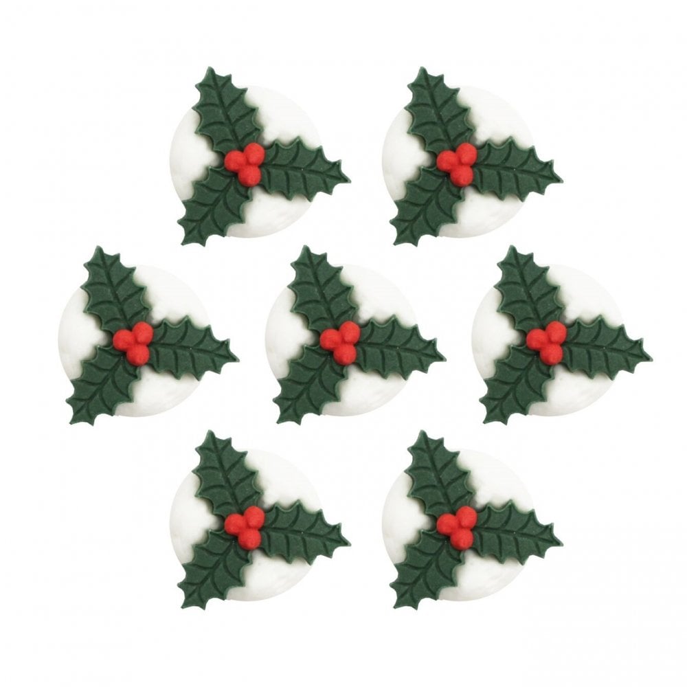 Anniversary House Holly Sugar Toppers x 7