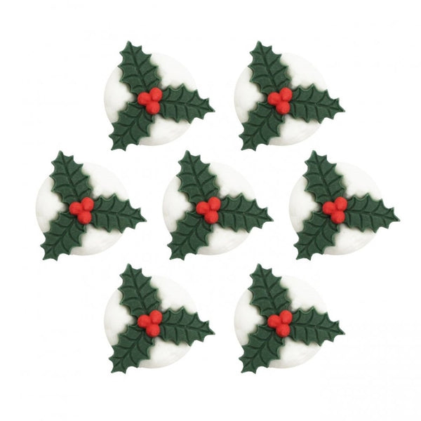 Anniversary House Holly Sugar Toppers x 7