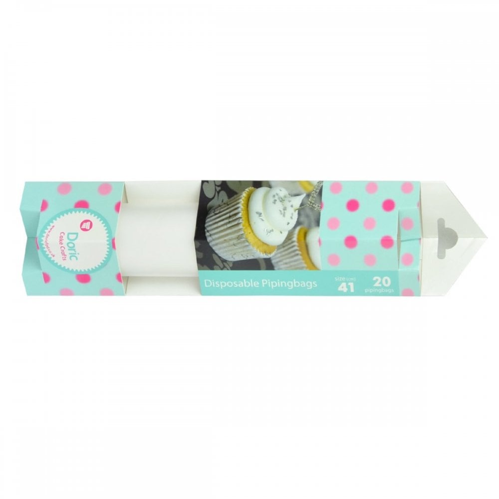 Doric Cake Craft 16.5" Clear Plastic Piping Bags x 20