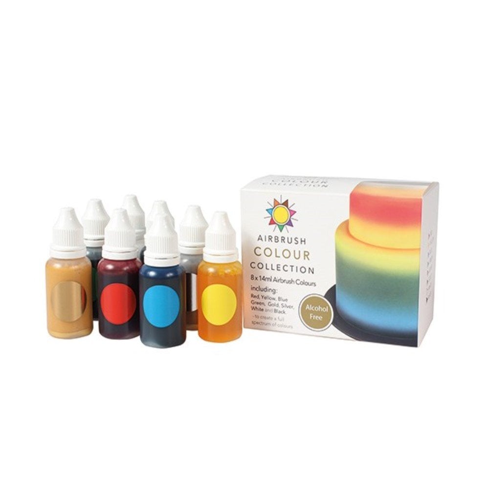 Sugarflair Alcohol Free Airbrush Colour Collection - Set of 8 Colours