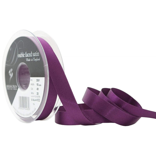 Berisfords Plum Satin Ribbon 15mm x 20 Metres