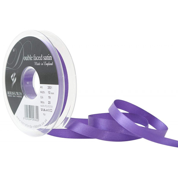 Berisfords Purple Satin Ribbon 10mm x 20 Metres