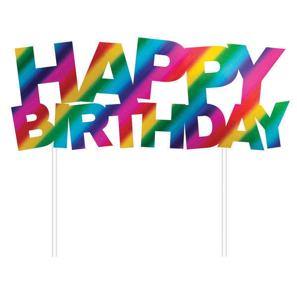 Anniversary House Happy Birthday Rainbow Foil Cake Topper